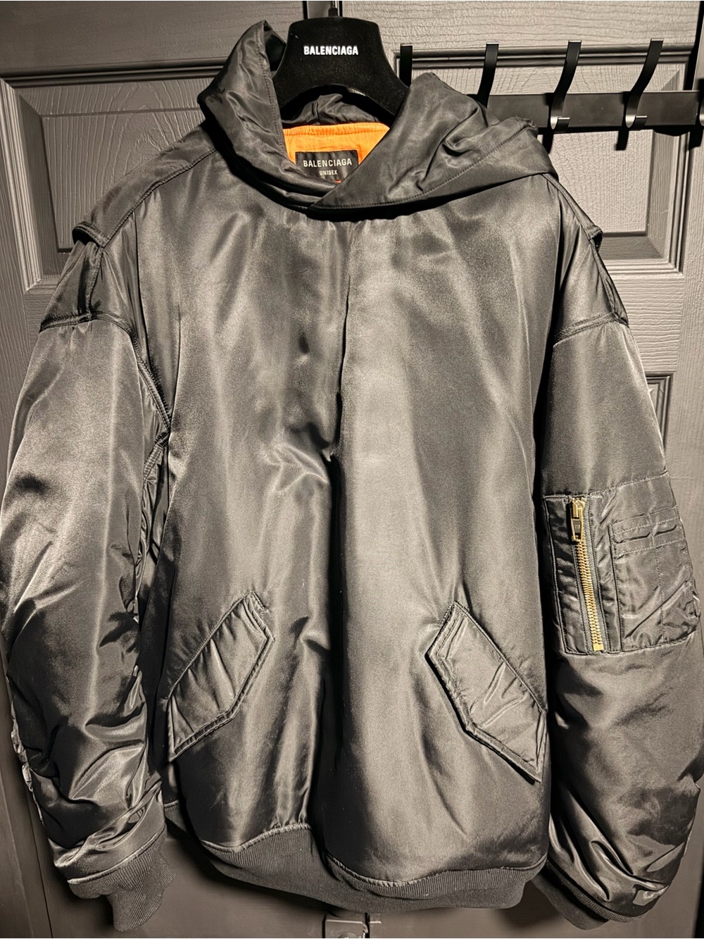 BALENCIAGA Sporty B Pull Over Bomber Jacket in black size 1